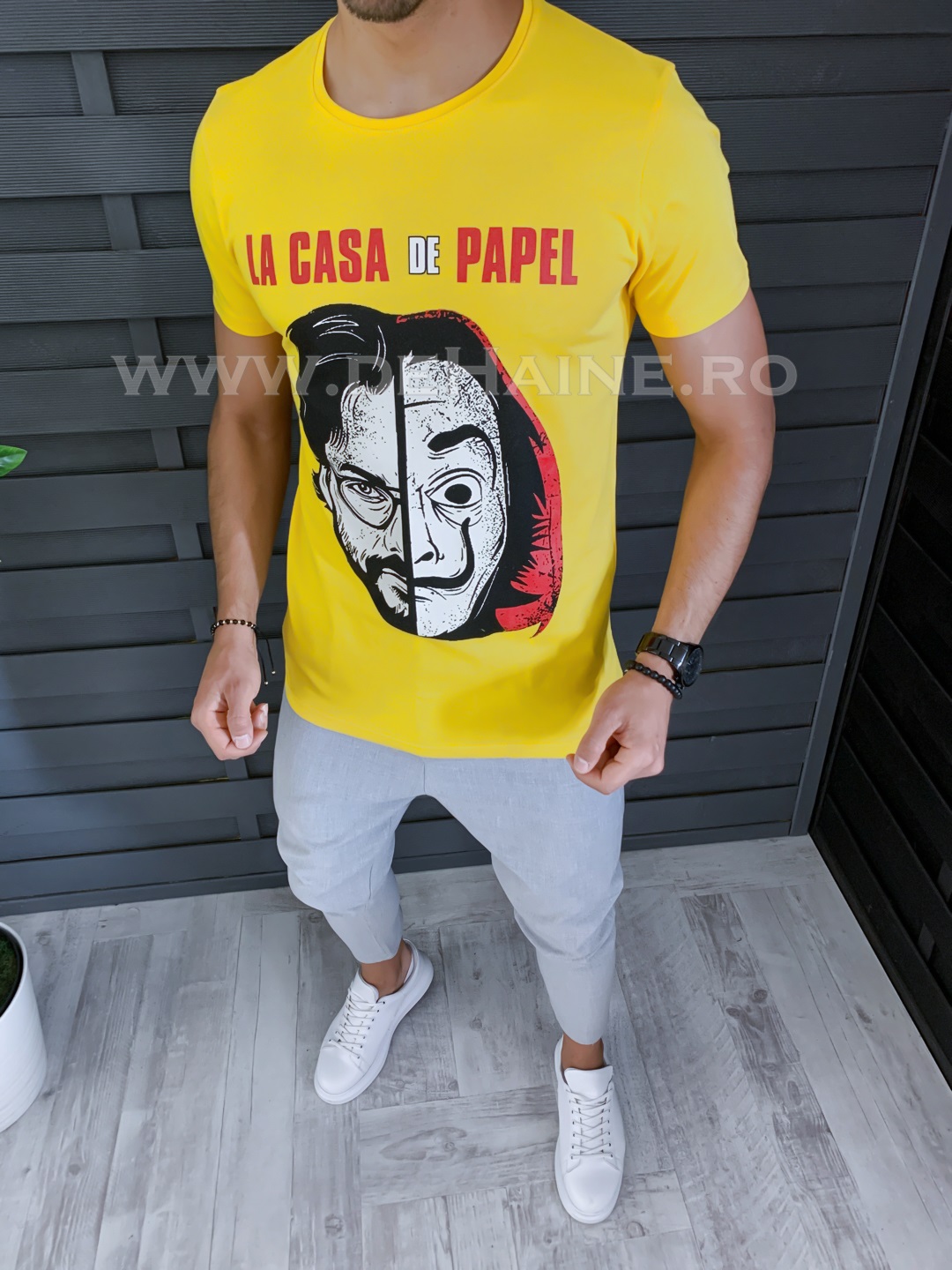 Tricou barbati slim fit galben b1277 p16-2
